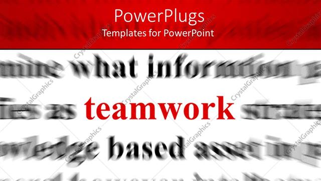  Presentation with teamwork - Red word teamwork with black words on white background