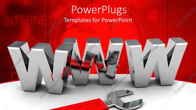  Presentation with nut - Red wrench with bolt and nut with chrome plated 3D WWW sign