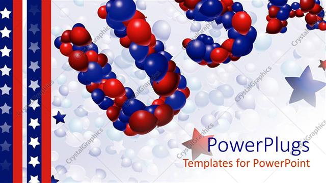 Preview This Beautiful Template for PowerPoint & Google Slides Red and yellow balloons spell USA with stars