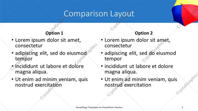Comparison presentation slide layout