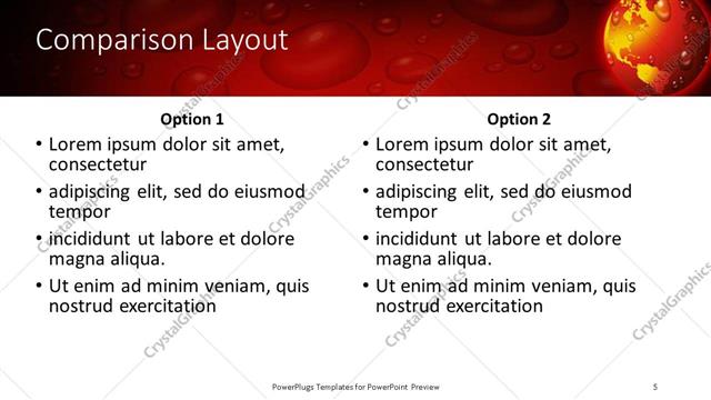Comparison presentation slide layout