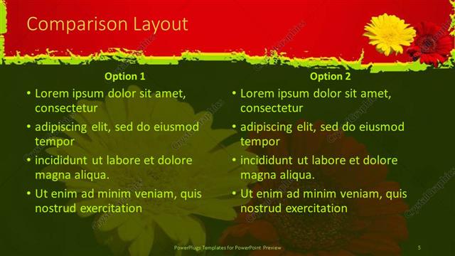 Comparison presentation slide layout