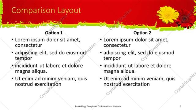 Comparison presentation slide layout