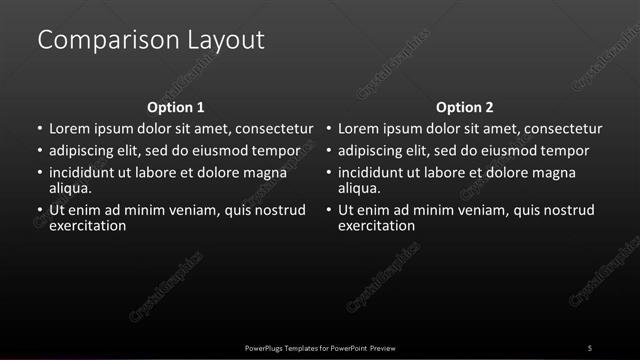 Comparison presentation slide layout