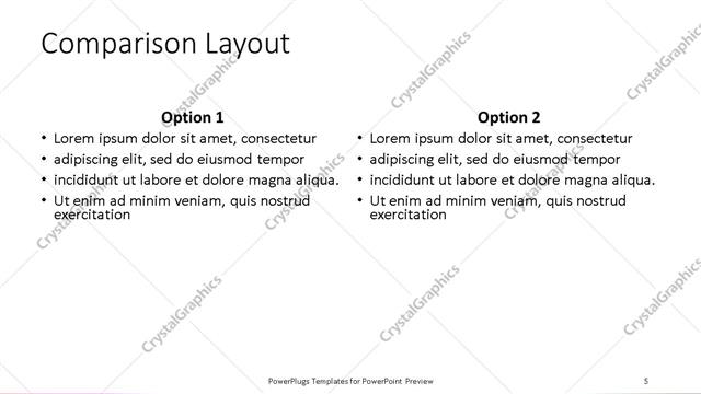 Comparison presentation slide layout