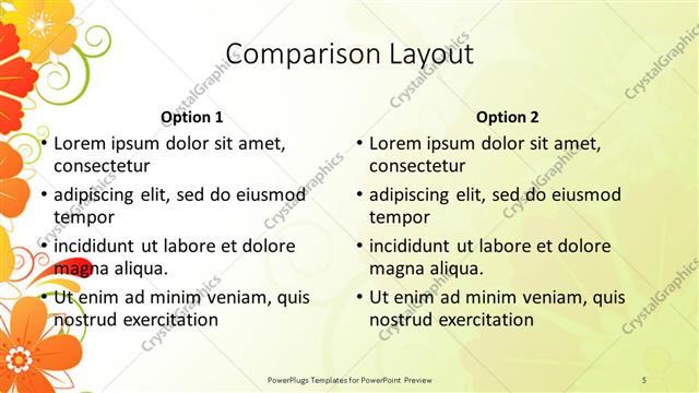 Comparison presentation slide layout