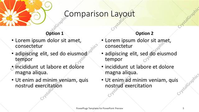 Comparison presentation slide layout