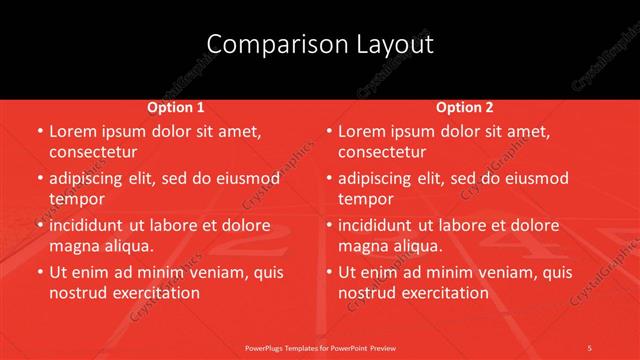 Comparison presentation slide layout