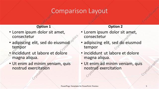 Comparison presentation slide layout