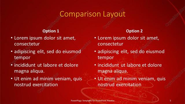 Comparison presentation slide layout