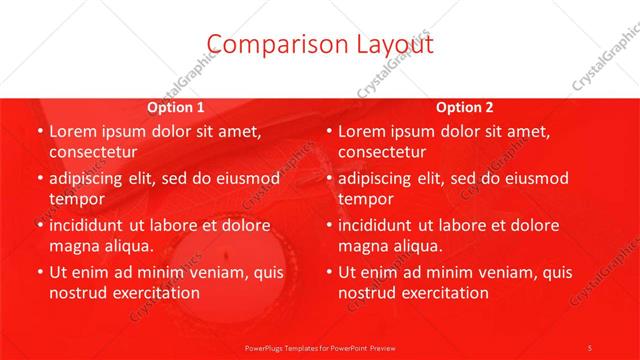 Comparison presentation slide layout