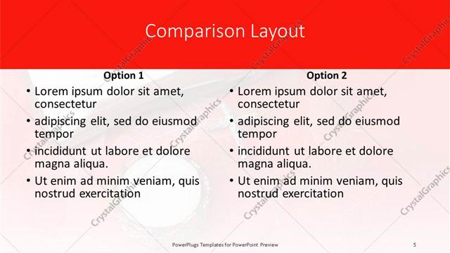 Comparison presentation slide layout