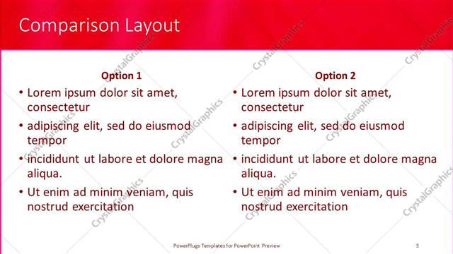Comparison presentation slide layout