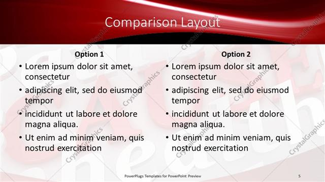Comparison presentation slide layout