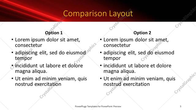 Comparison presentation slide layout