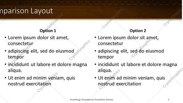 Comparison presentation slide layout