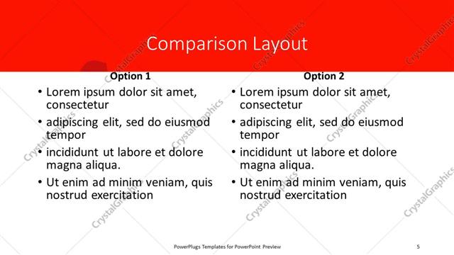 Comparison presentation slide layout