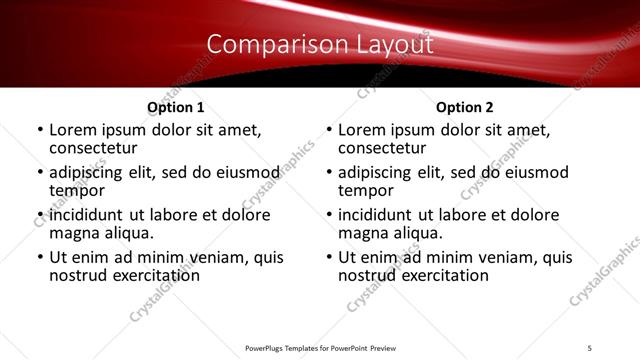 Comparison presentation slide layout