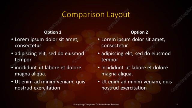 Comparison presentation slide layout