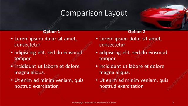 Comparison presentation slide layout