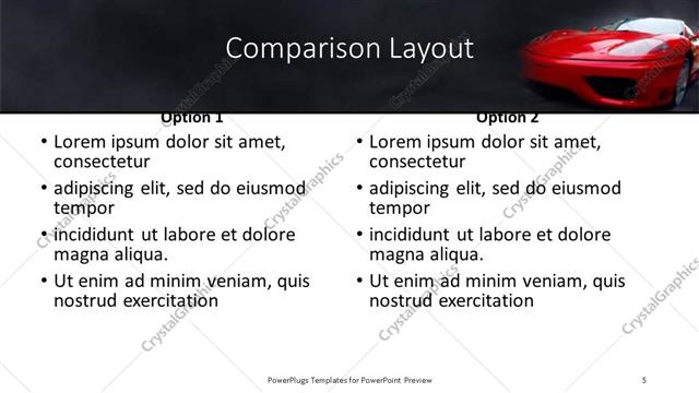 Comparison presentation slide layout