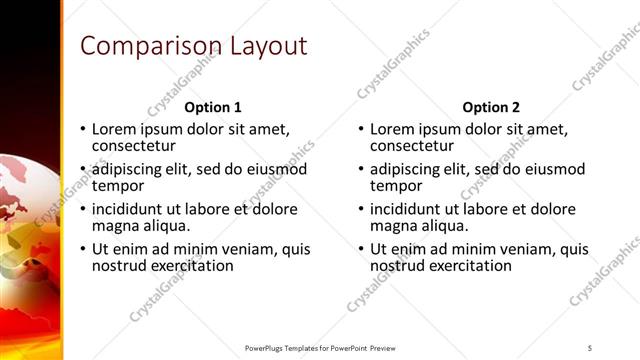 Comparison presentation slide layout