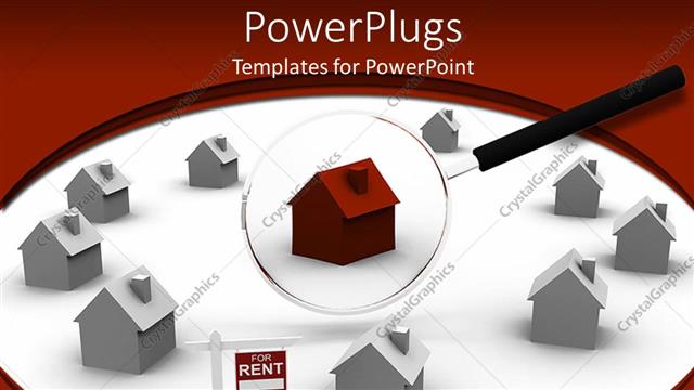  Presentation with magnifying glass - A reddish house in a magnifying glass