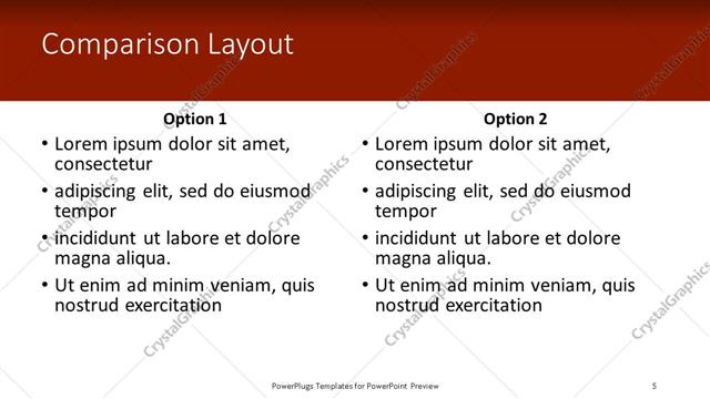 Comparison presentation slide layout