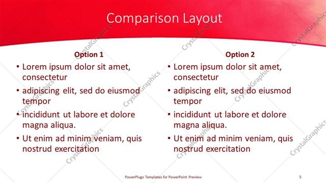 Comparison presentation slide layout