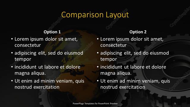 Comparison presentation slide layout