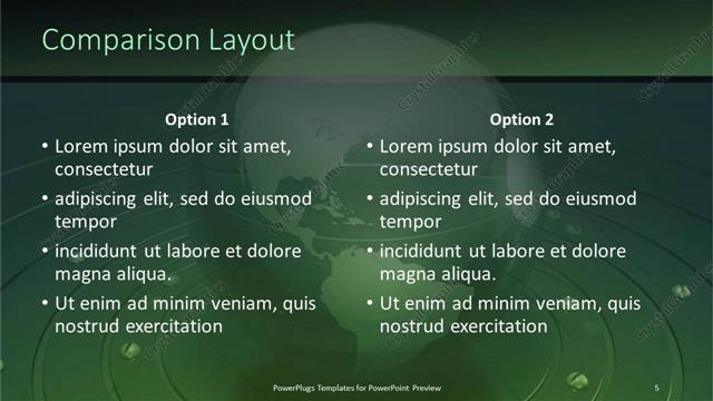 Comparison presentation slide layout