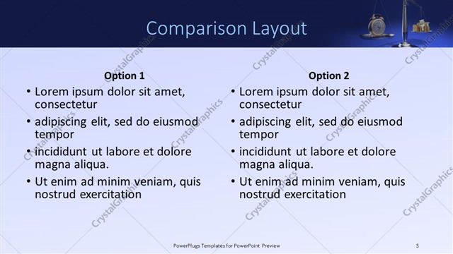 Comparison presentation slide layout