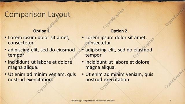 Comparison presentation slide layout