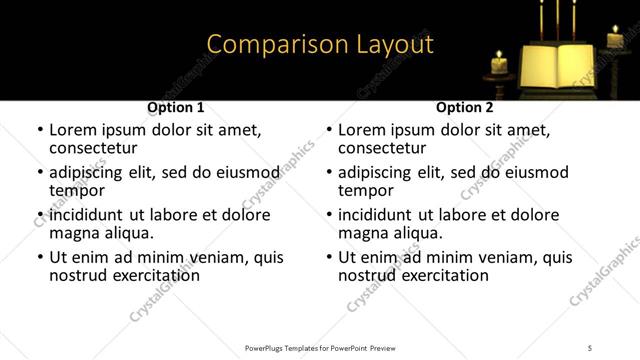 Comparison presentation slide layout