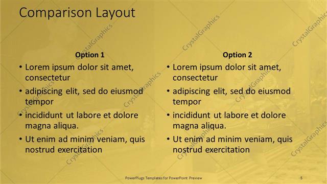 Comparison presentation slide layout
