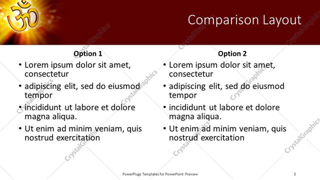 Comparison presentation slide layout