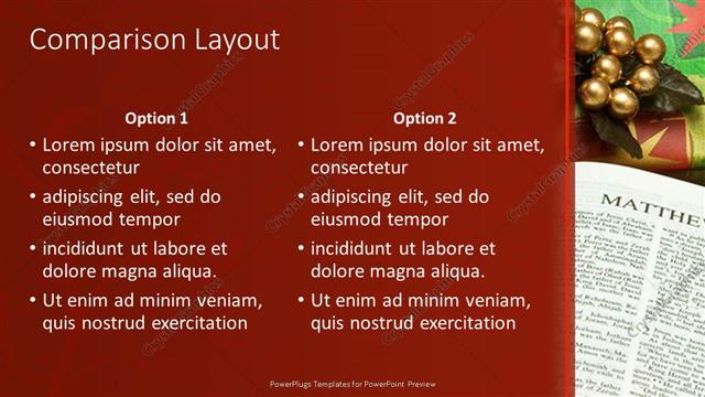 Comparison presentation slide layout