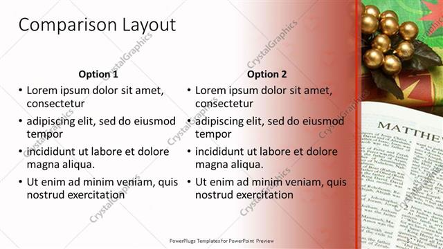 Comparison presentation slide layout