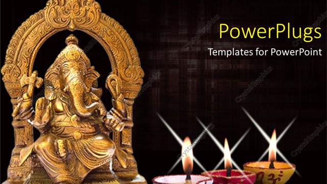  Presentation with religion - Religious theme with statue of Lord Ganasha and three burning candles