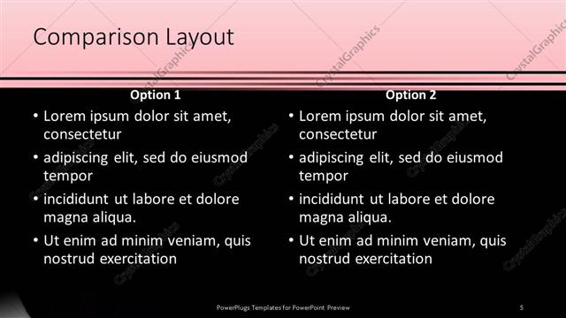 Comparison presentation slide layout