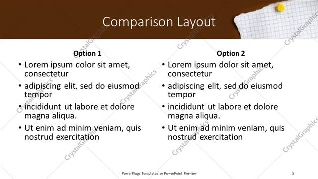 Comparison presentation slide layout