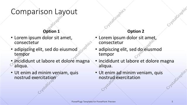 Comparison presentation slide layout