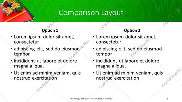 Comparison presentation slide layout