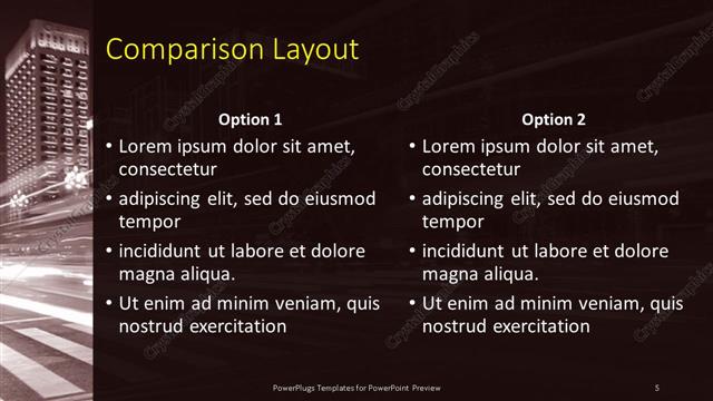 Comparison presentation slide layout