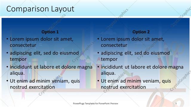 Comparison presentation slide layout