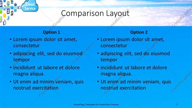 Comparison presentation slide layout
