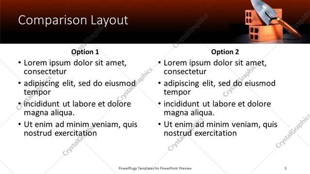 Comparison presentation slide layout