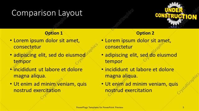 Comparison presentation slide layout
