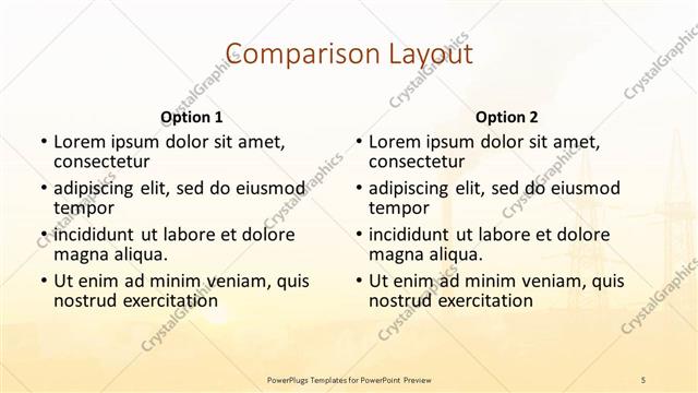 Comparison presentation slide layout