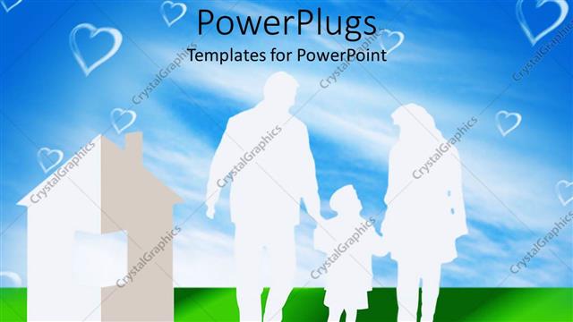 Presentation with clear - A representation of a family with clear sky in the background